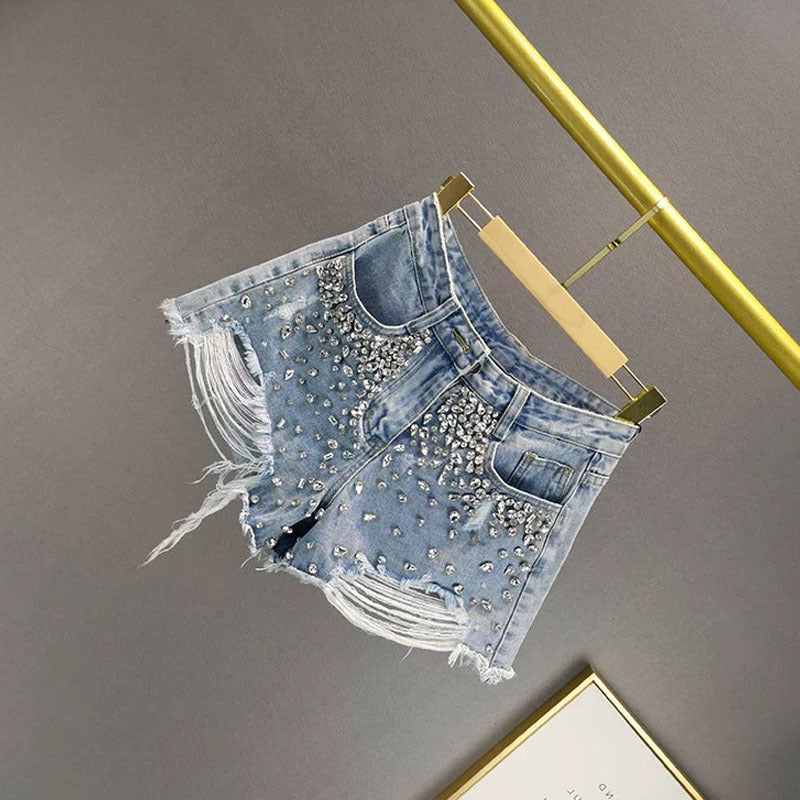 Fashion Holes Wide-leg Denim Shorts Women - My Store