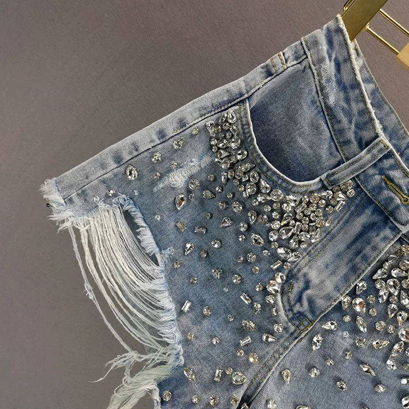 Fashion Holes Wide-leg Denim Shorts Women - My Store