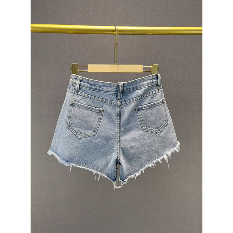 Fashion Holes Wide-leg Denim Shorts Women - My Store