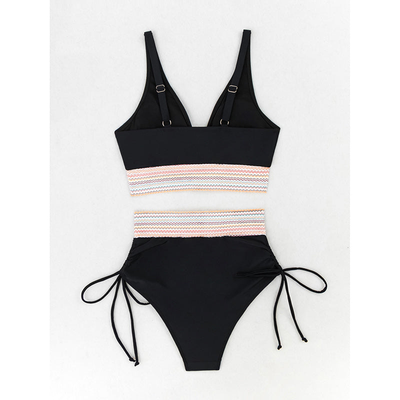 Women's High Waisted Bikini Sets Two Piece Tummy Control Swimsuit Color Block Bathing Suits - My Store