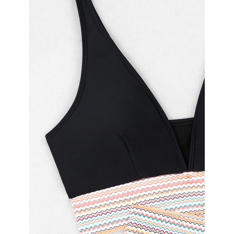 Women's High Waisted Bikini Sets Two Piece Tummy Control Swimsuit Color Block Bathing Suits - My Store
