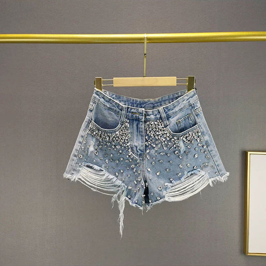 Fashion Holes Wide-leg Denim Shorts Women - My Store